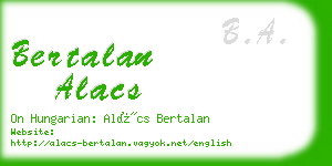 bertalan alacs business card